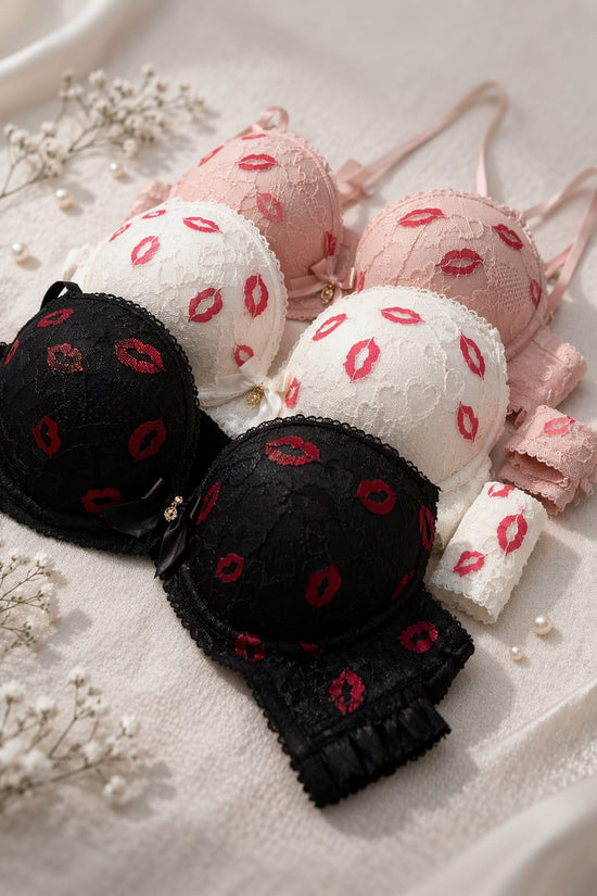 Trendy Kiss Print Bra & Panty Set – Stylish, Fun & Comfortable
