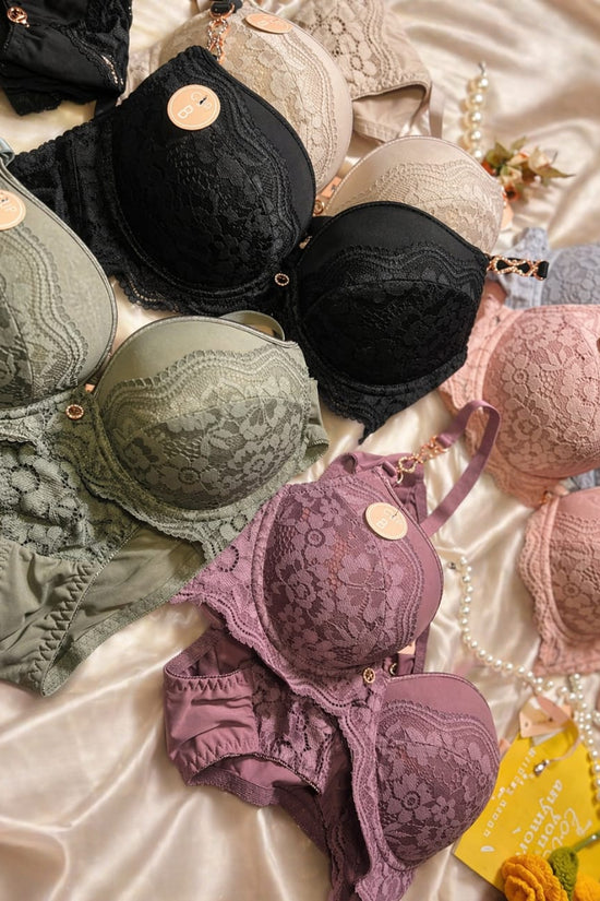 Premium Padded Bra & Panty Set – Push Up Fit & Elegant Style